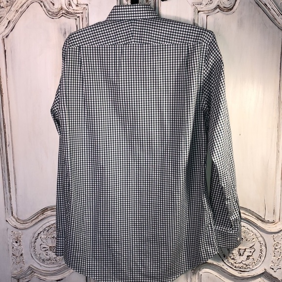 Men’s Non-Iron 100% Cotton Traditional Fit Green and White Gingham Check Shirt - Picture 5 of 12
